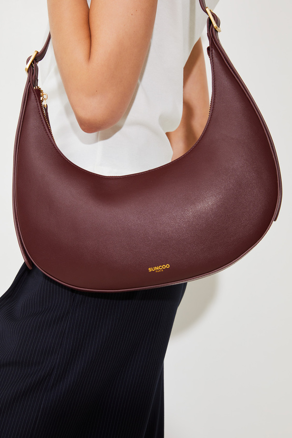 Alba Burgundy leather half-moon handbag