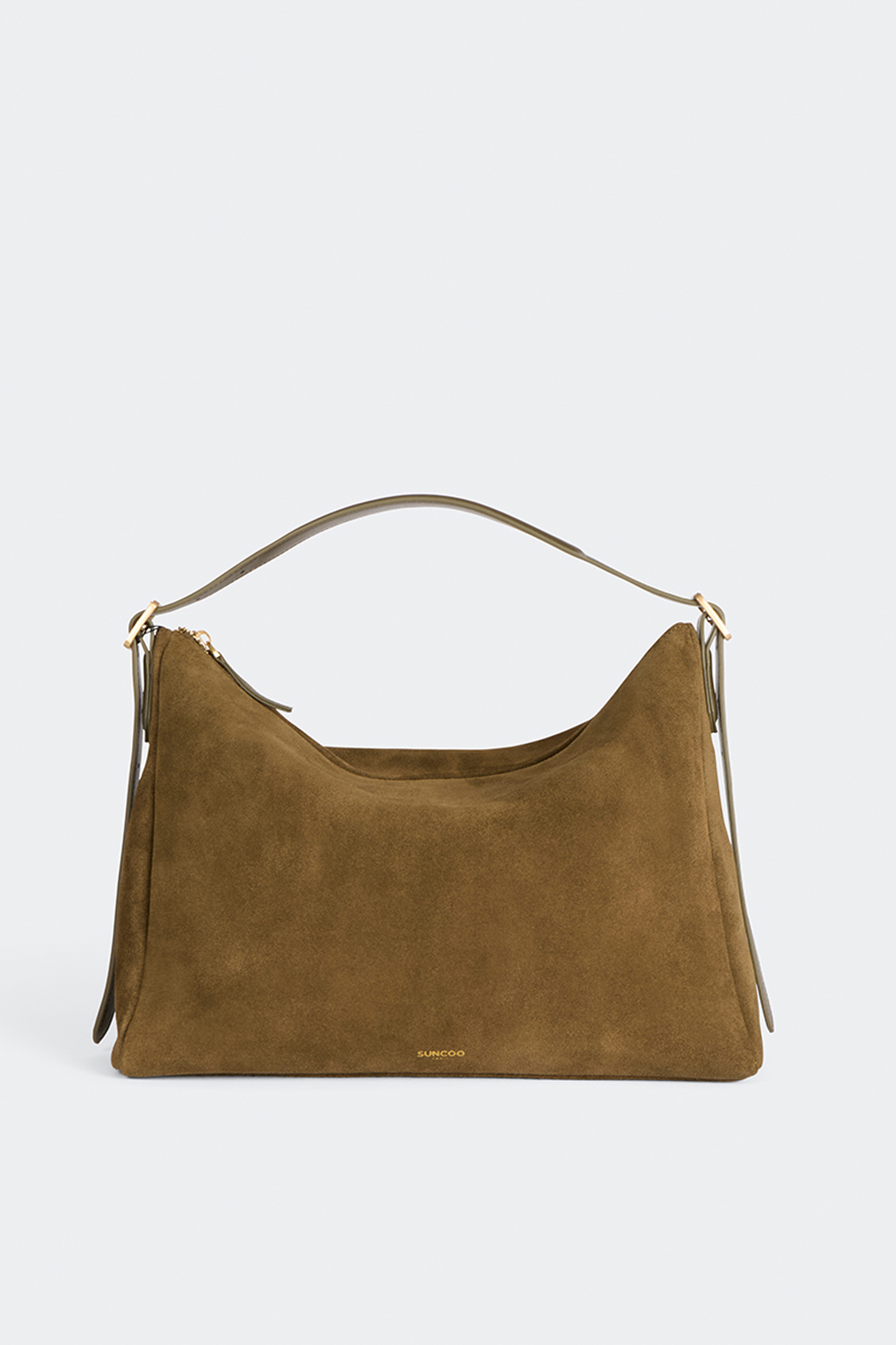 Bianca Khaki suede clutch bag Khaki