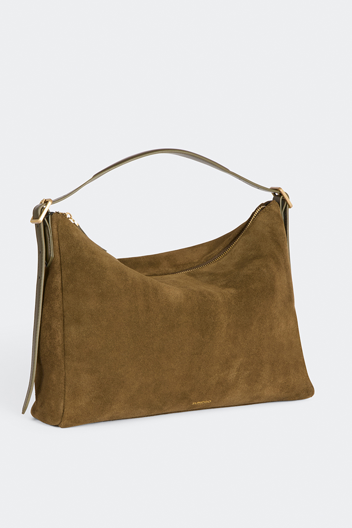 Bianca Khaki suede clutch bag Khaki