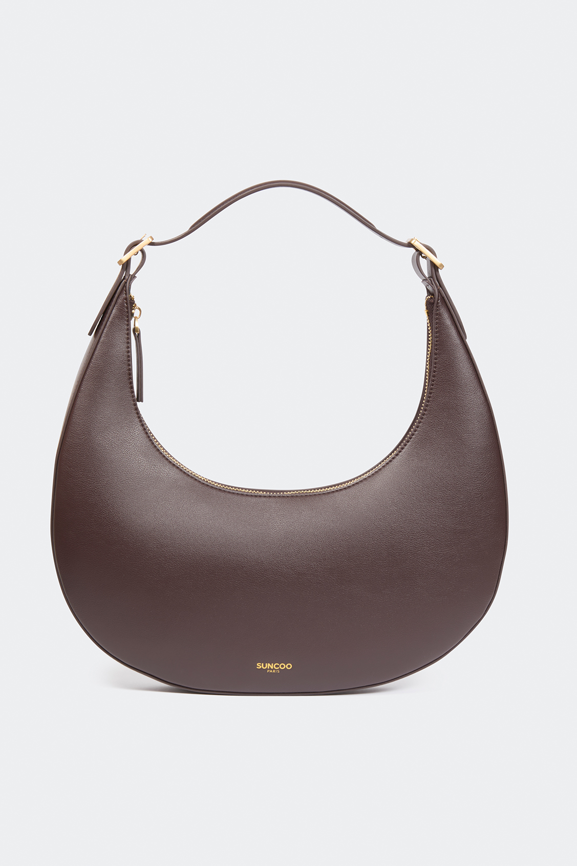 Alba Coffee-coloured smooth leather half-moon handbag Coffee