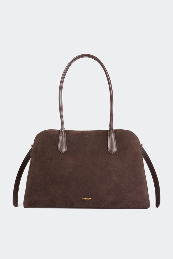 Paloma Coffee-coloured suede handbag