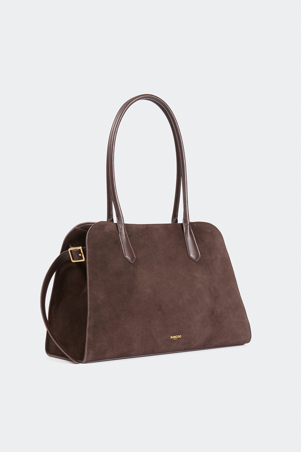 Paloma Coffee-coloured suede handbag