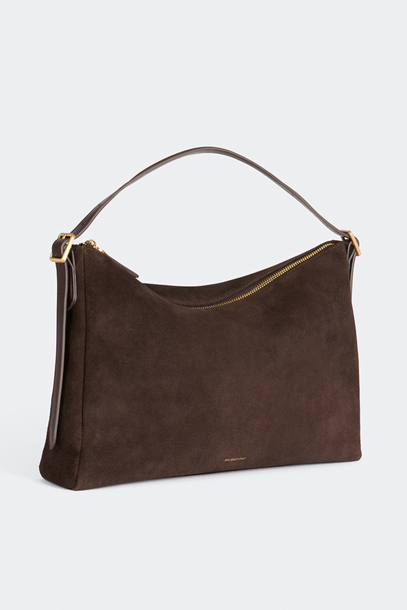 Bianca Coffee-coloured suede clutch bag