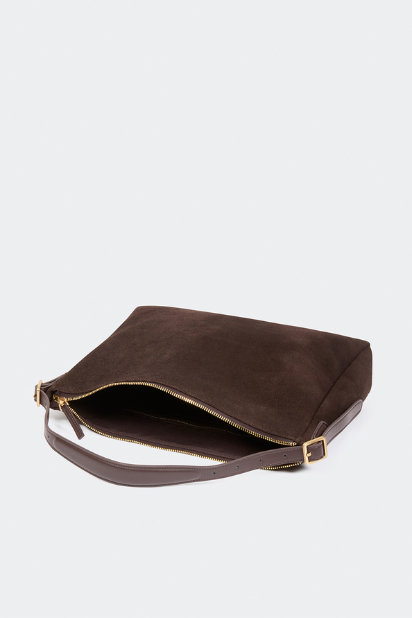 Bianca Coffee-coloured suede clutch bag