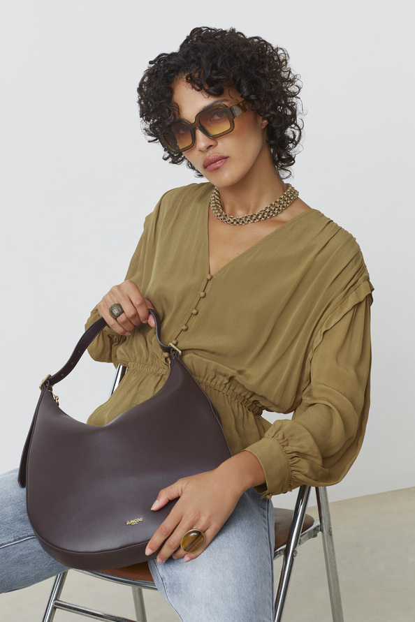 Suzy Coffee-coloured leather hobo bag