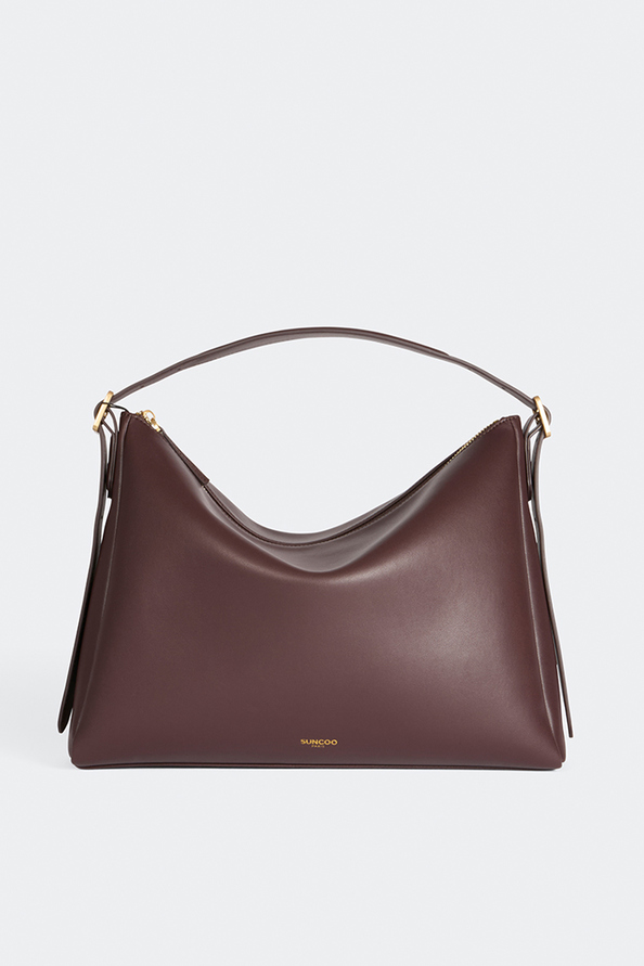 Bianca Plum smooth leather clutch bag