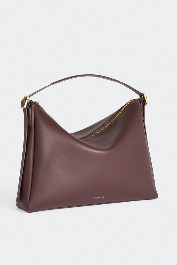 Bianca Plum smooth leather clutch bag