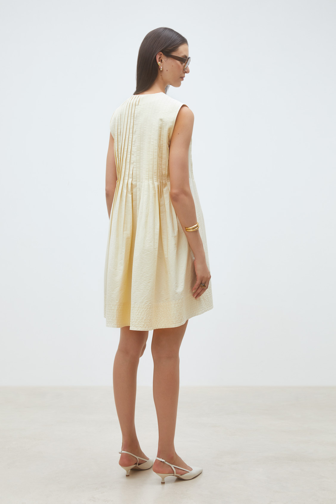 Conely Pleated short dress YELLOW