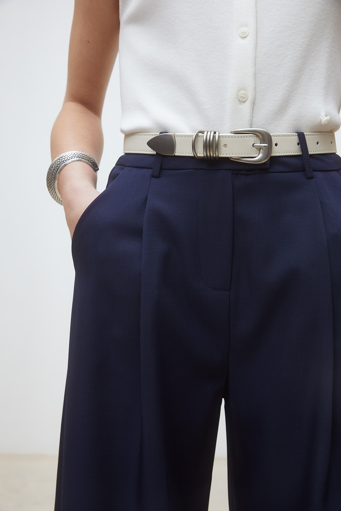 Japon Wide-leg pleated pants DEEP BLUE