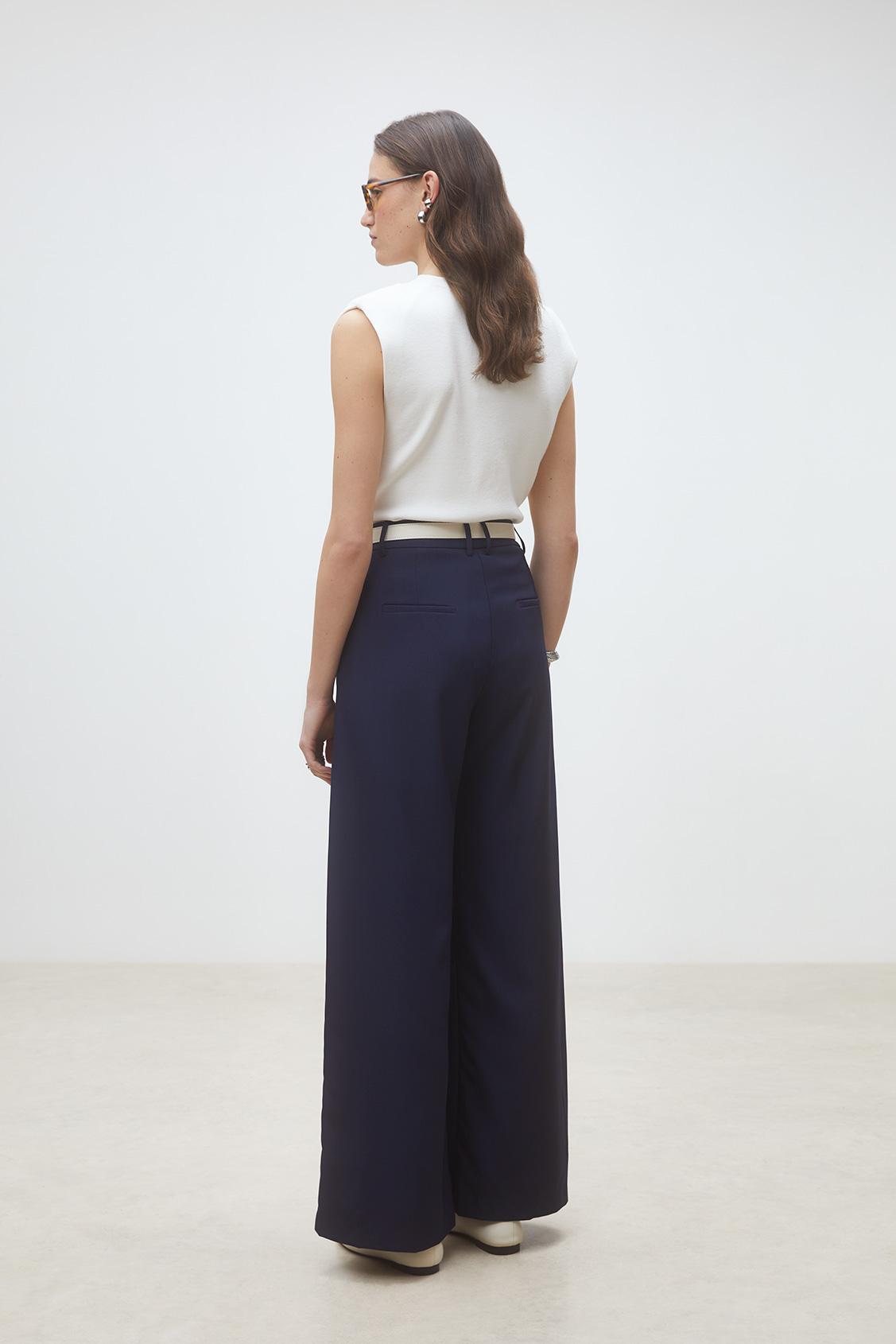 Japon Wide-leg pleated pants DEEP BLUE