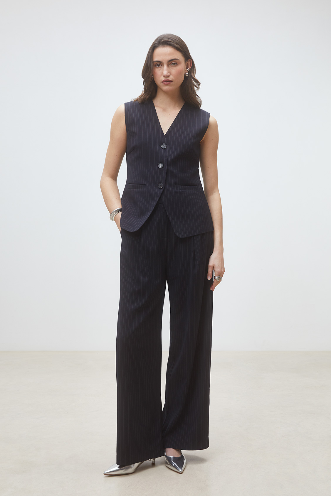 Jocast Wide-leg striped pants DEEP BLUE