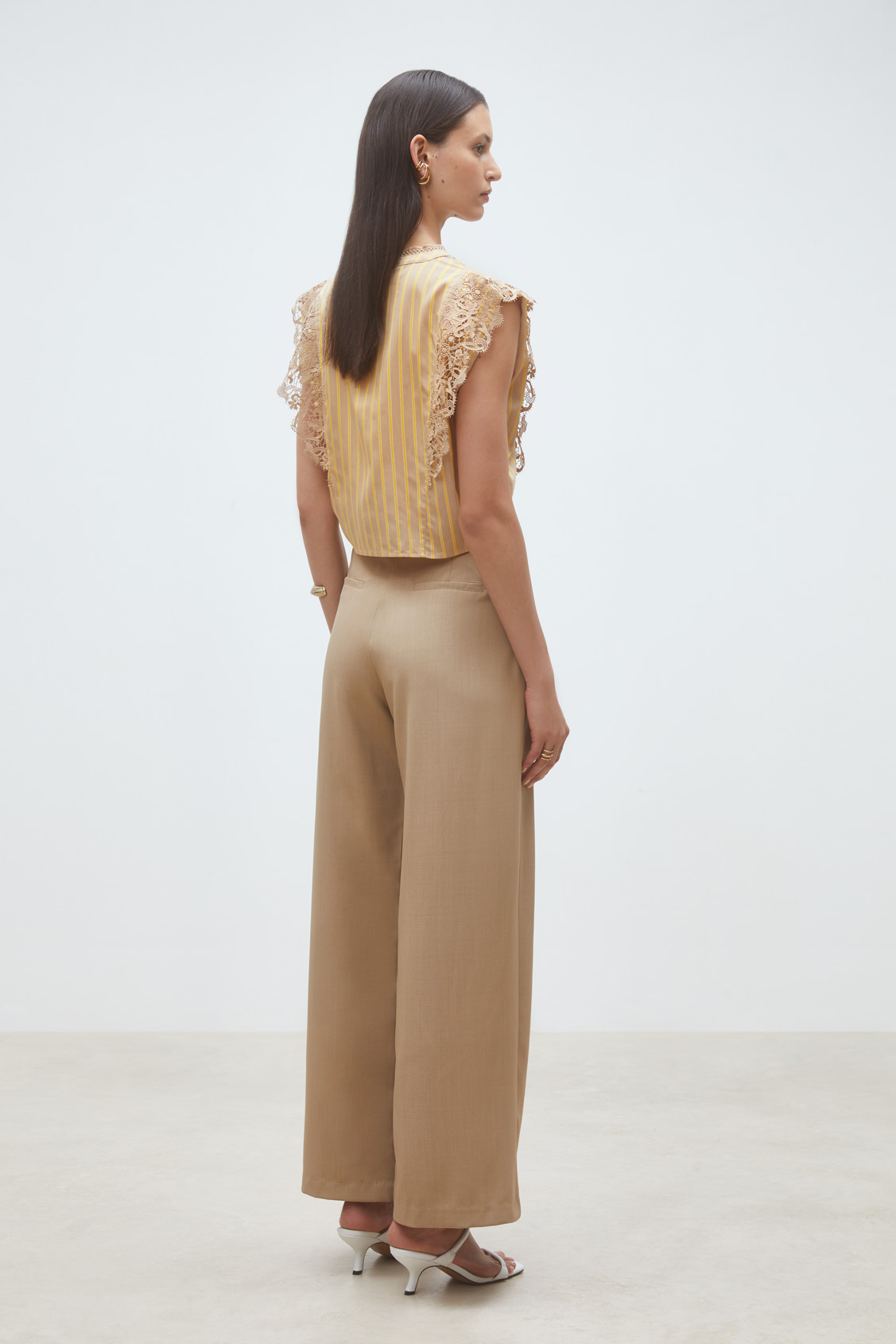 Jude Camel wide-leg pleated pants CAMEL