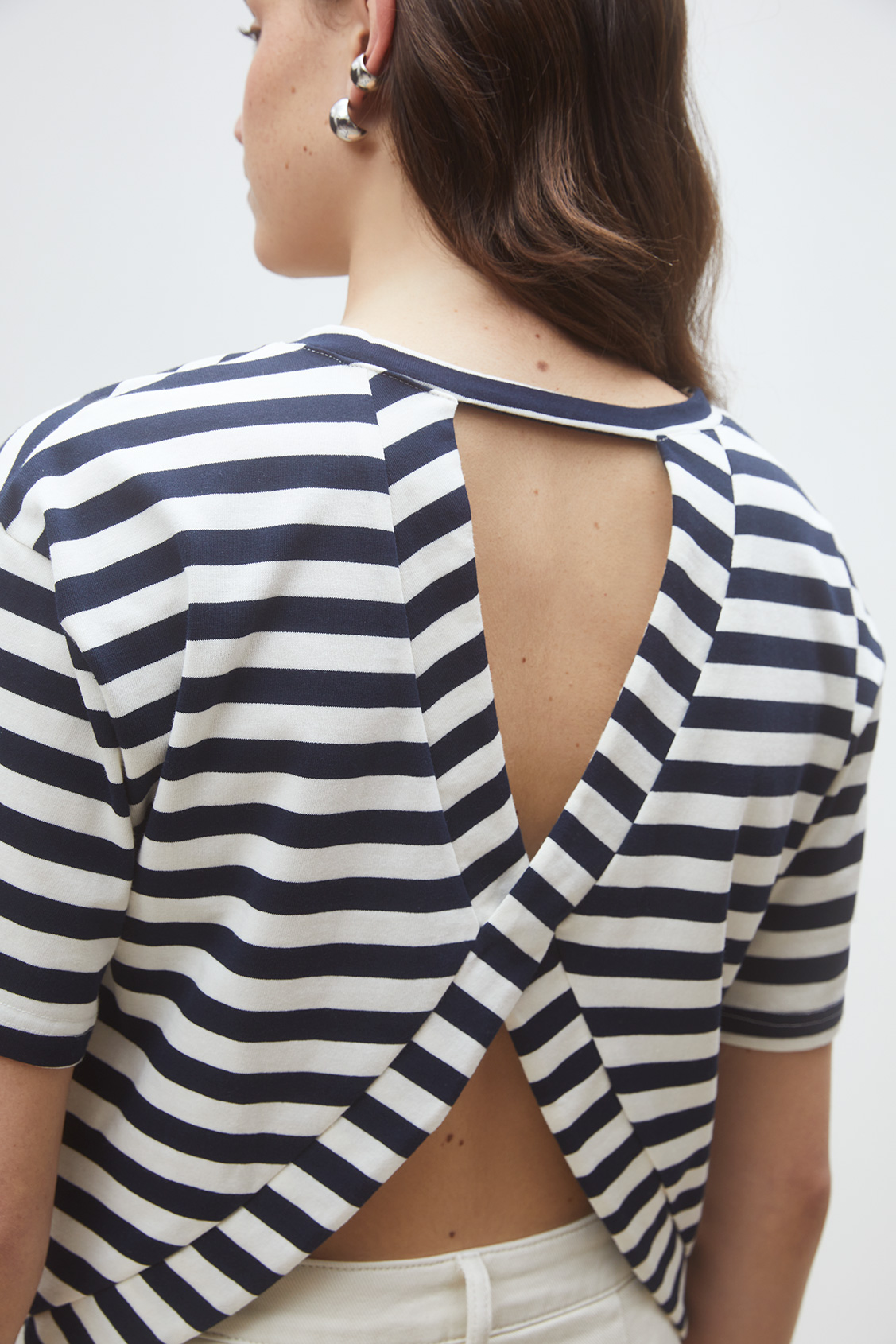 Martilo Striped tee-shirt with open back DEEP BLUE