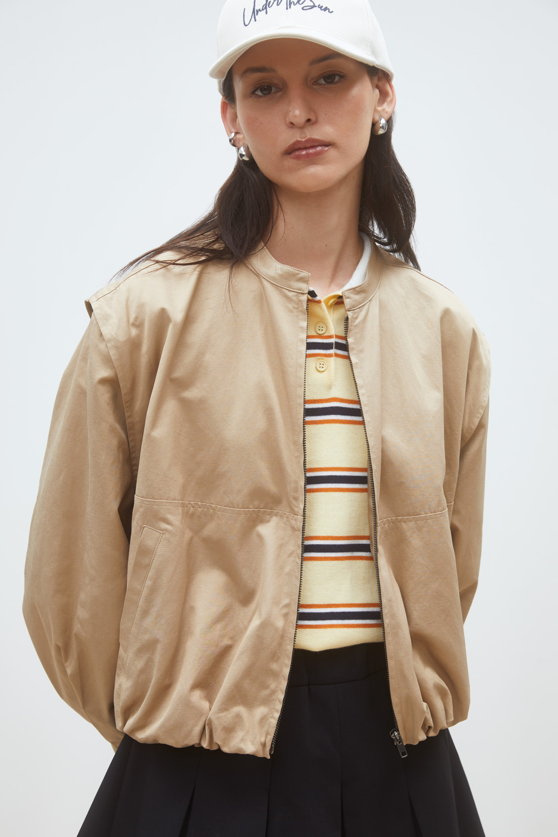 Evan Zipped short jacket CAMEL