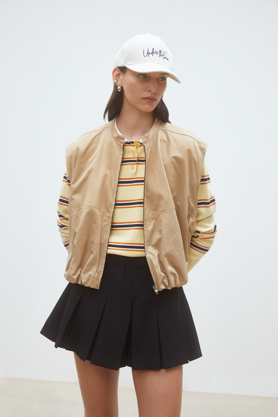 Evan Zipped short jacket CAMEL
