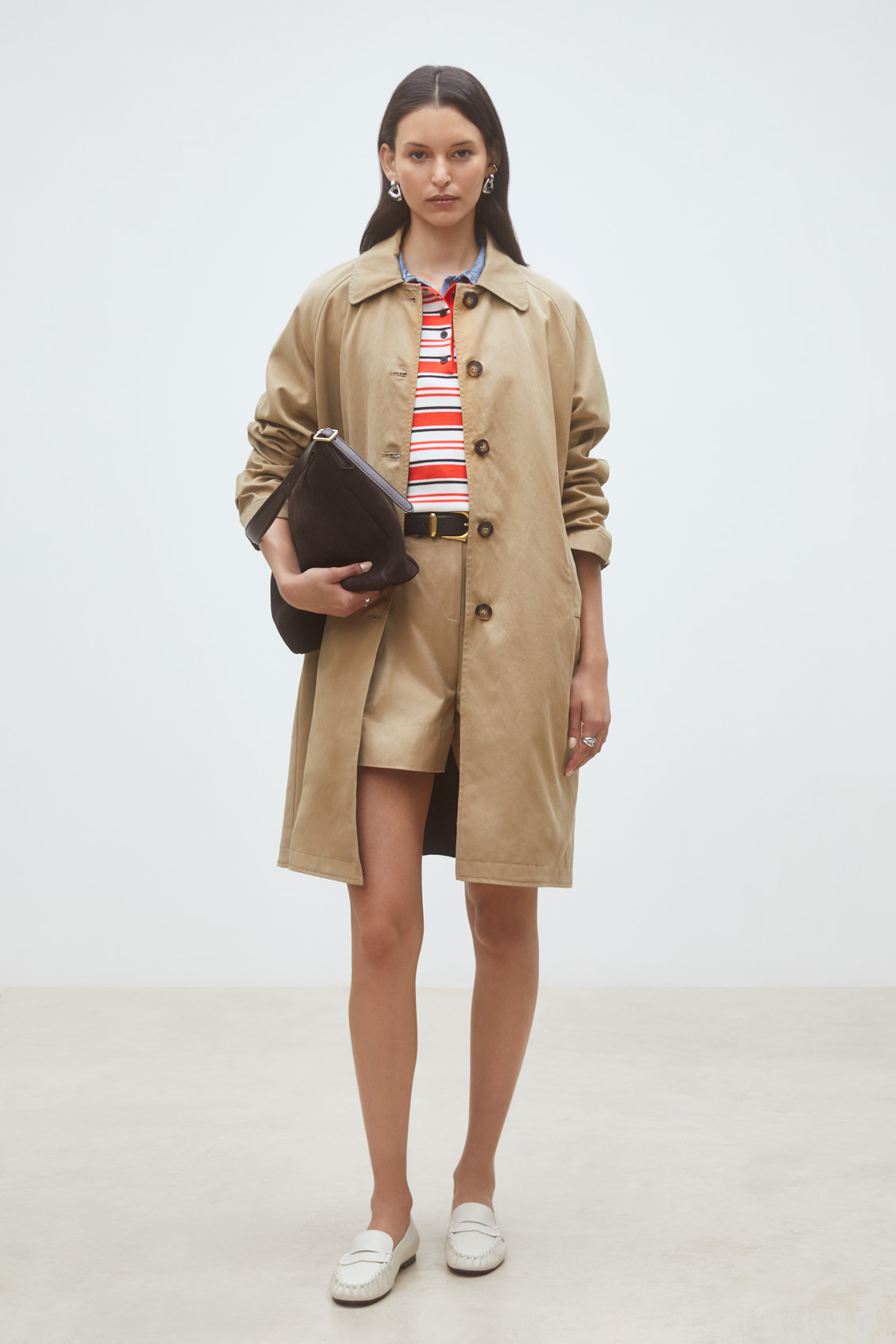 Enzo Reversible long trench coat CAMEL