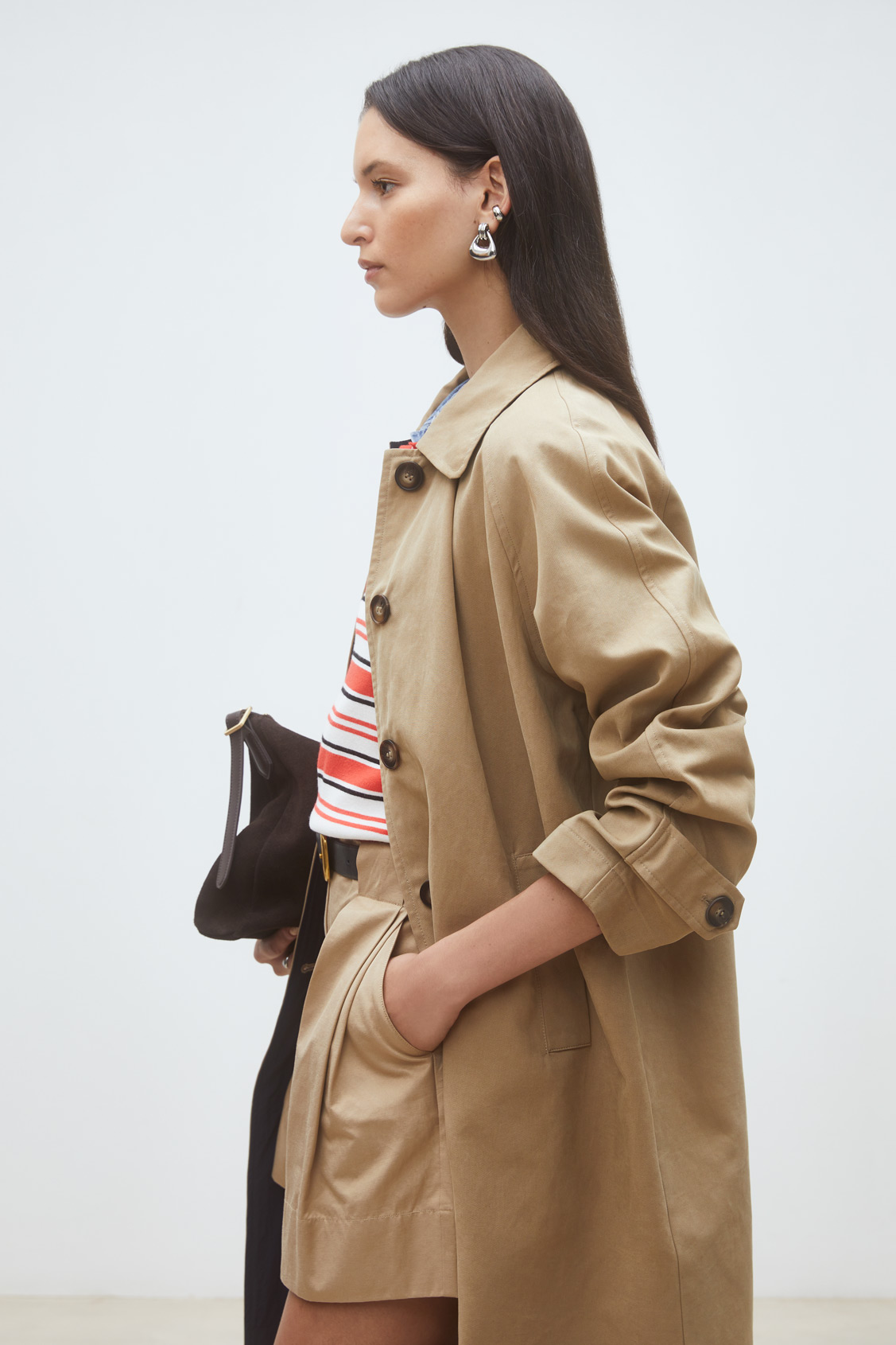 Enzo Reversible long trench coat CAMEL