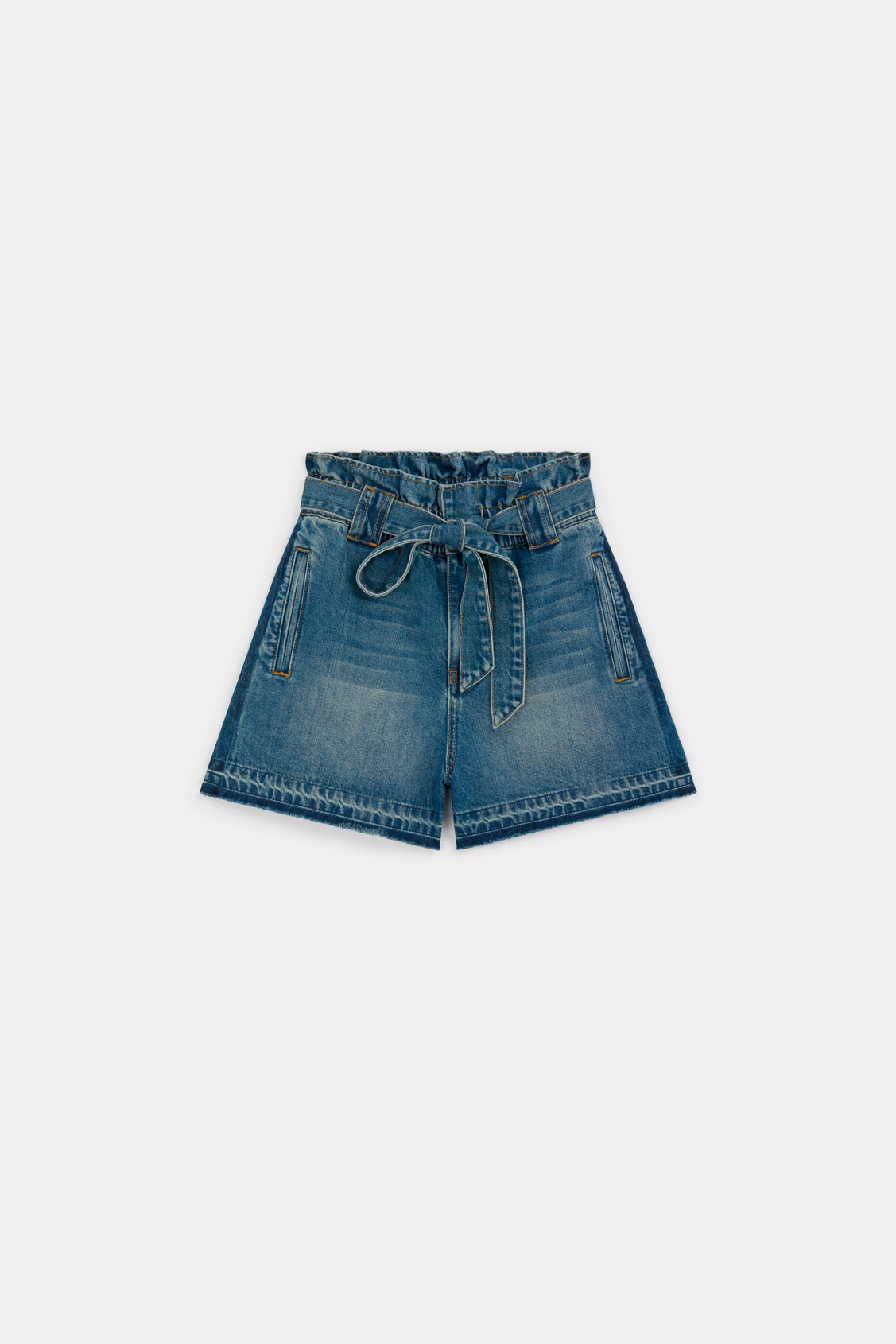 Kiki Paper bag denim shorts BLUE JEANS