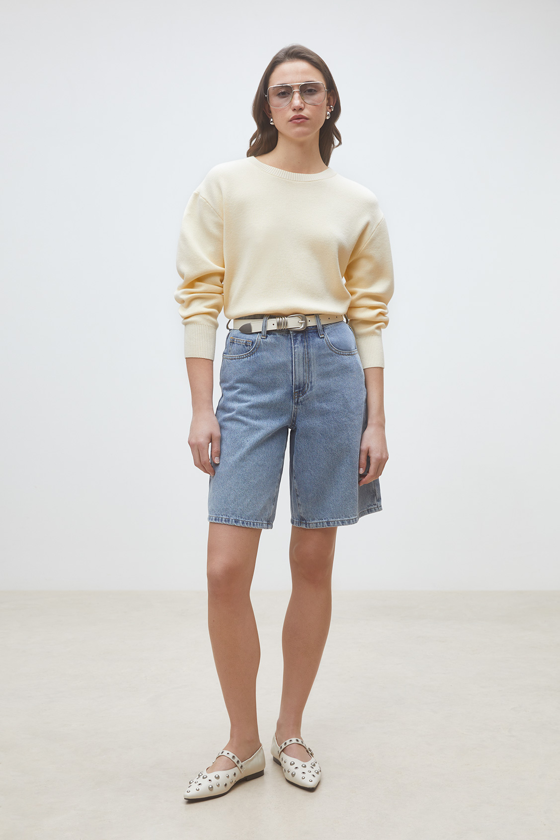 Plamedi Plain cream jumper with crossover back CREAM