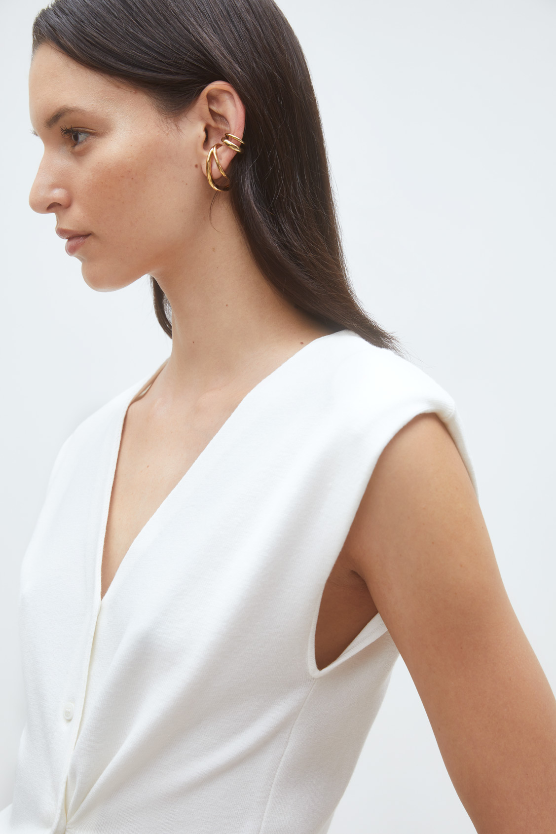 Gilem Draped sleeveless cardigan OFF-WHITE