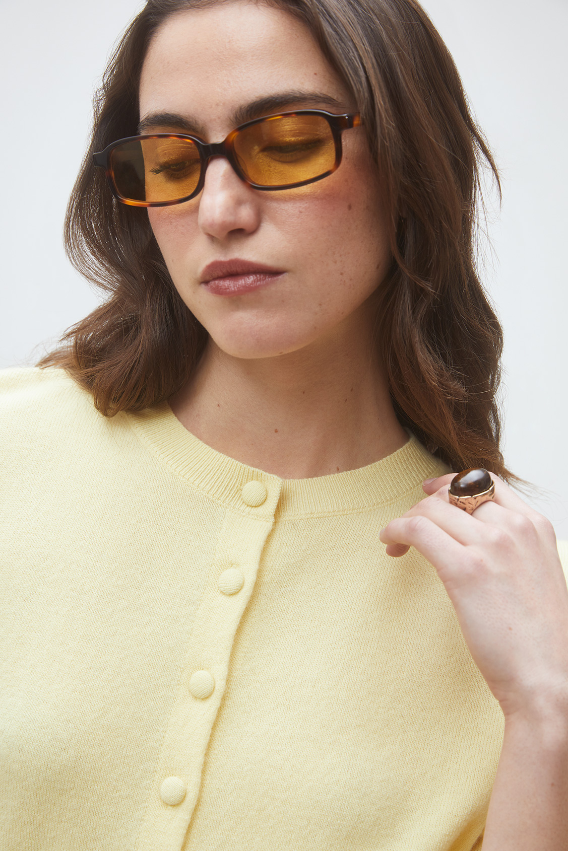Geski Buttoned plain cardigan YELLOW