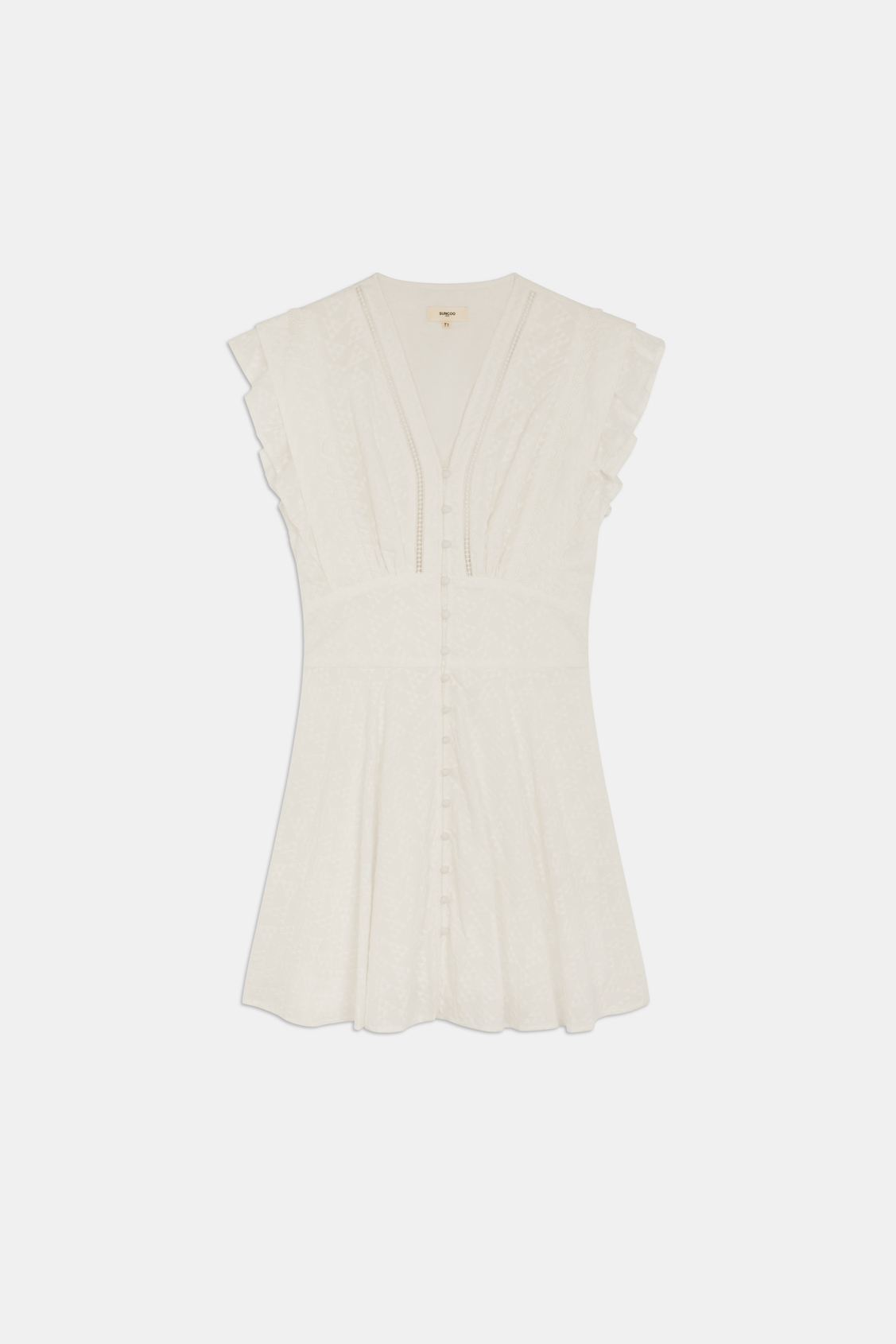 Cybille Short embroidered cotton dress OFF-WHITE
