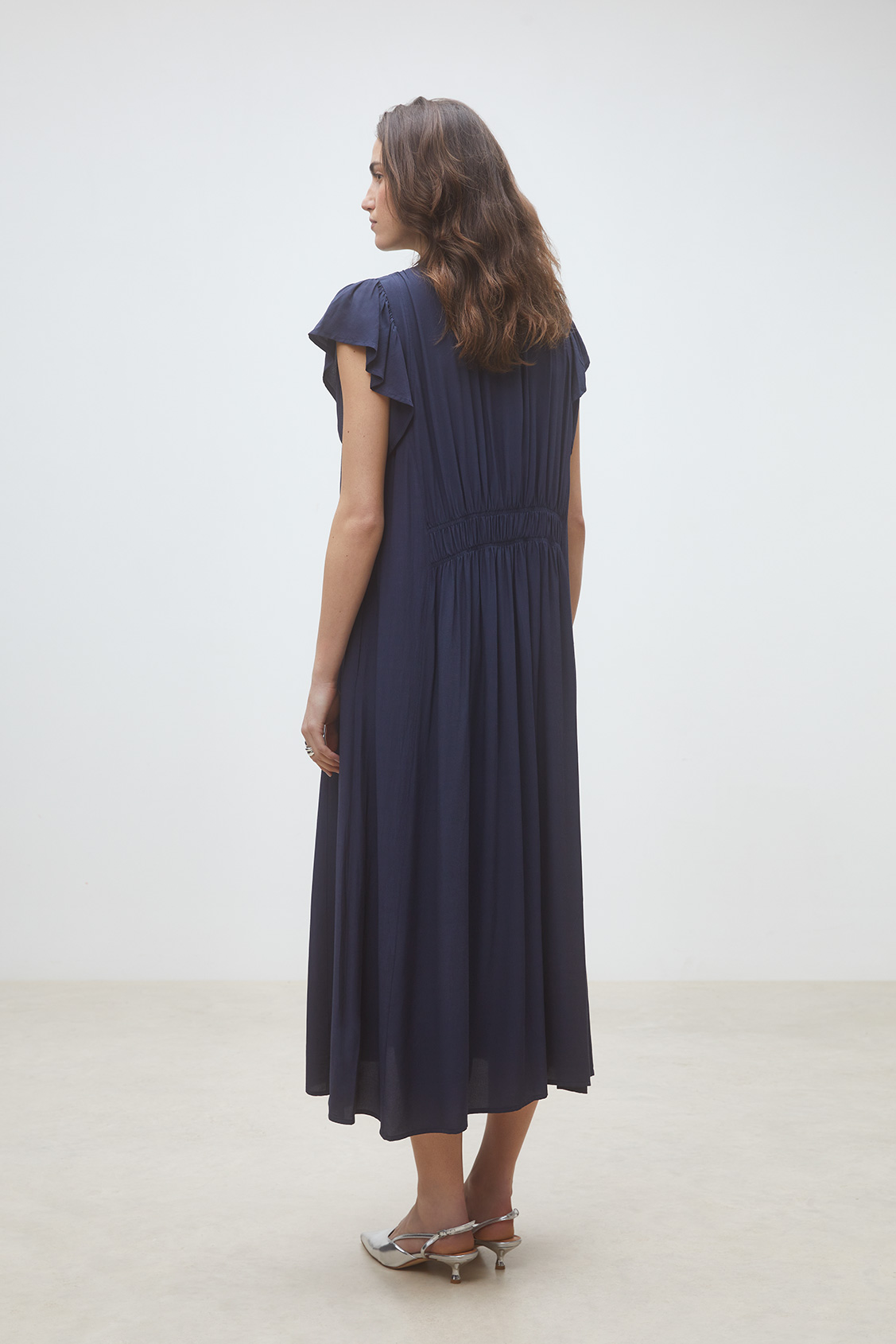 Coco Long flowing dress with gathers DEEP BLUE