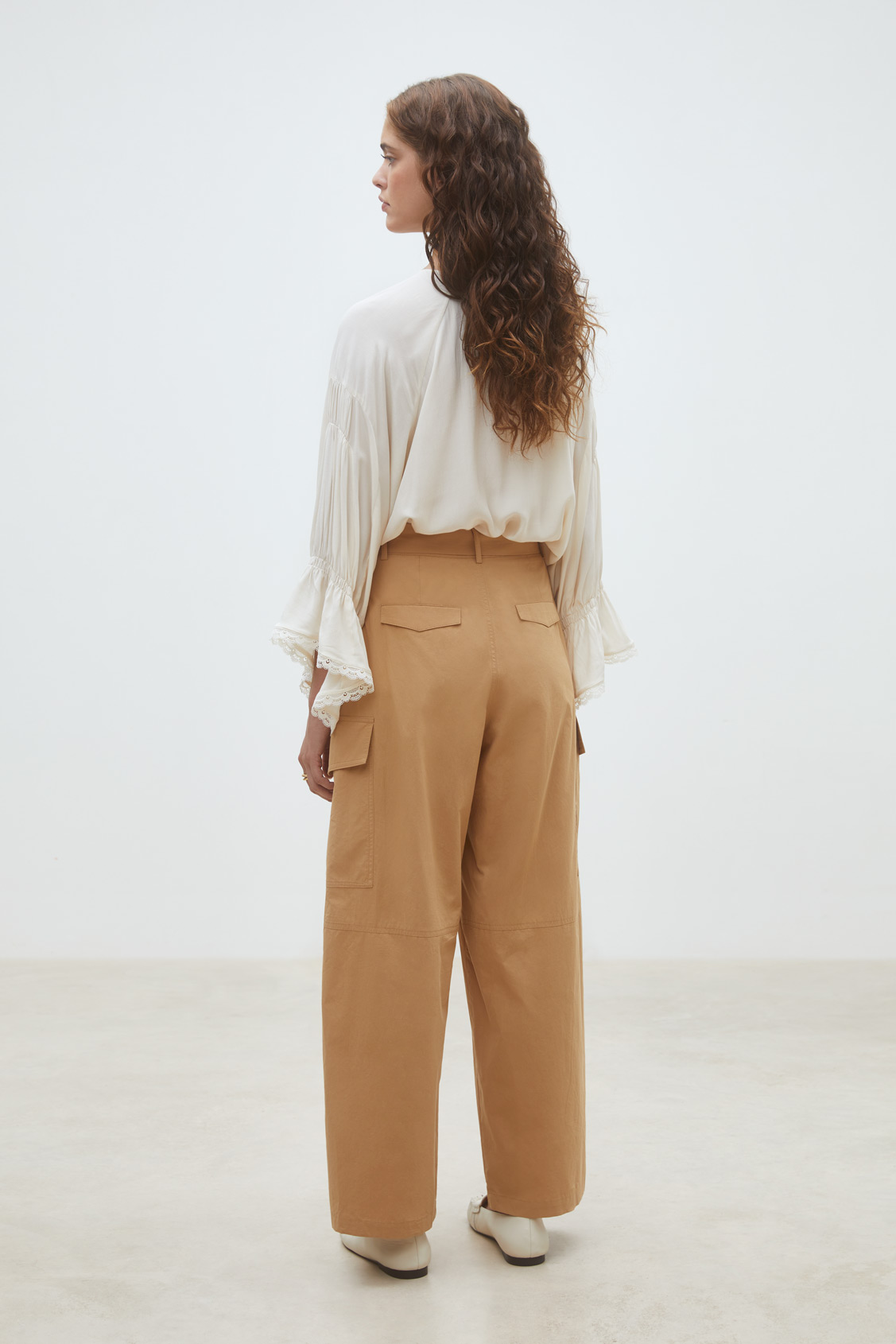 Jim Wide-leg cotton poplin pants CAMEL