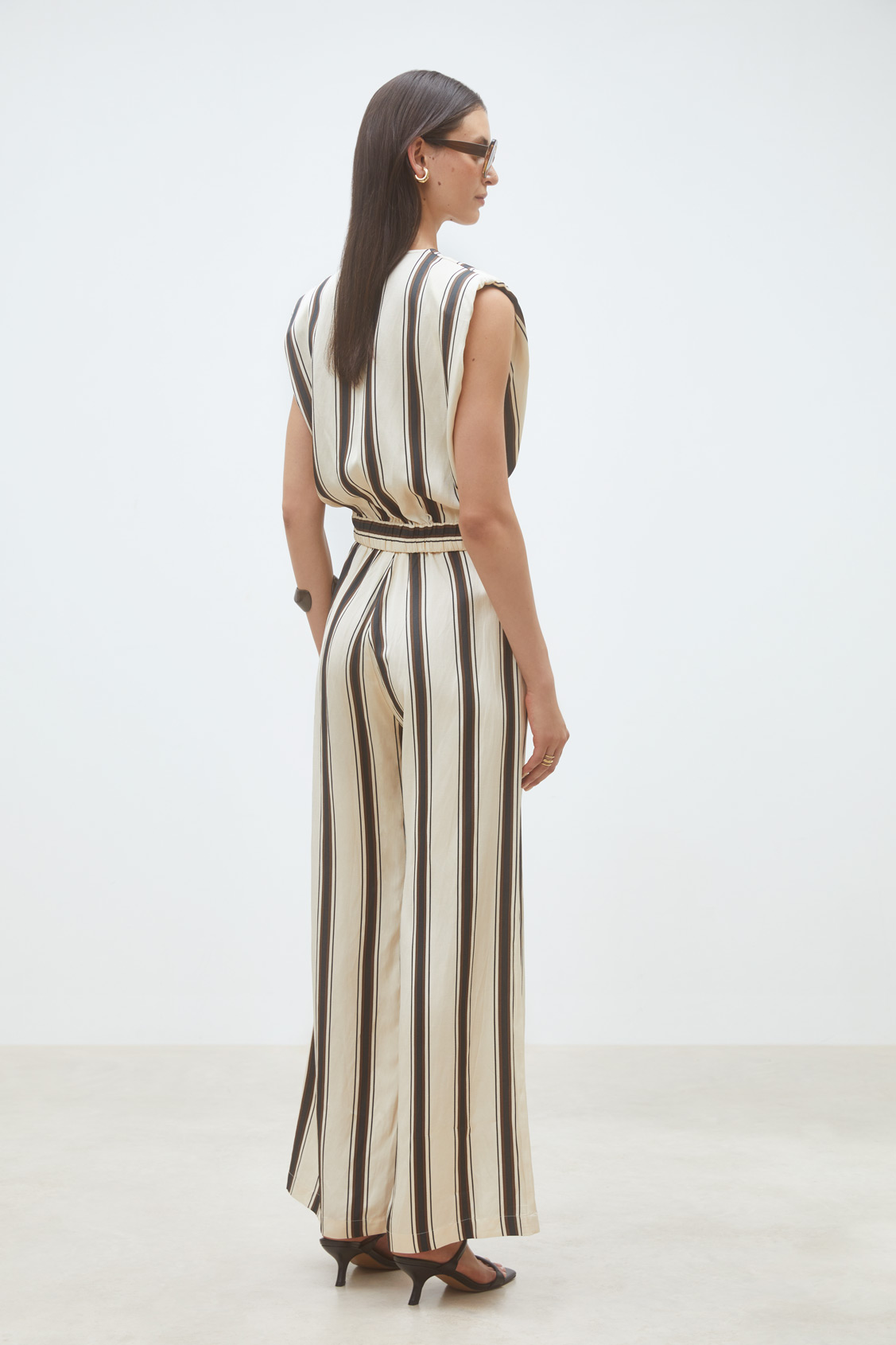 Jerry Flowing striped pants CREAM