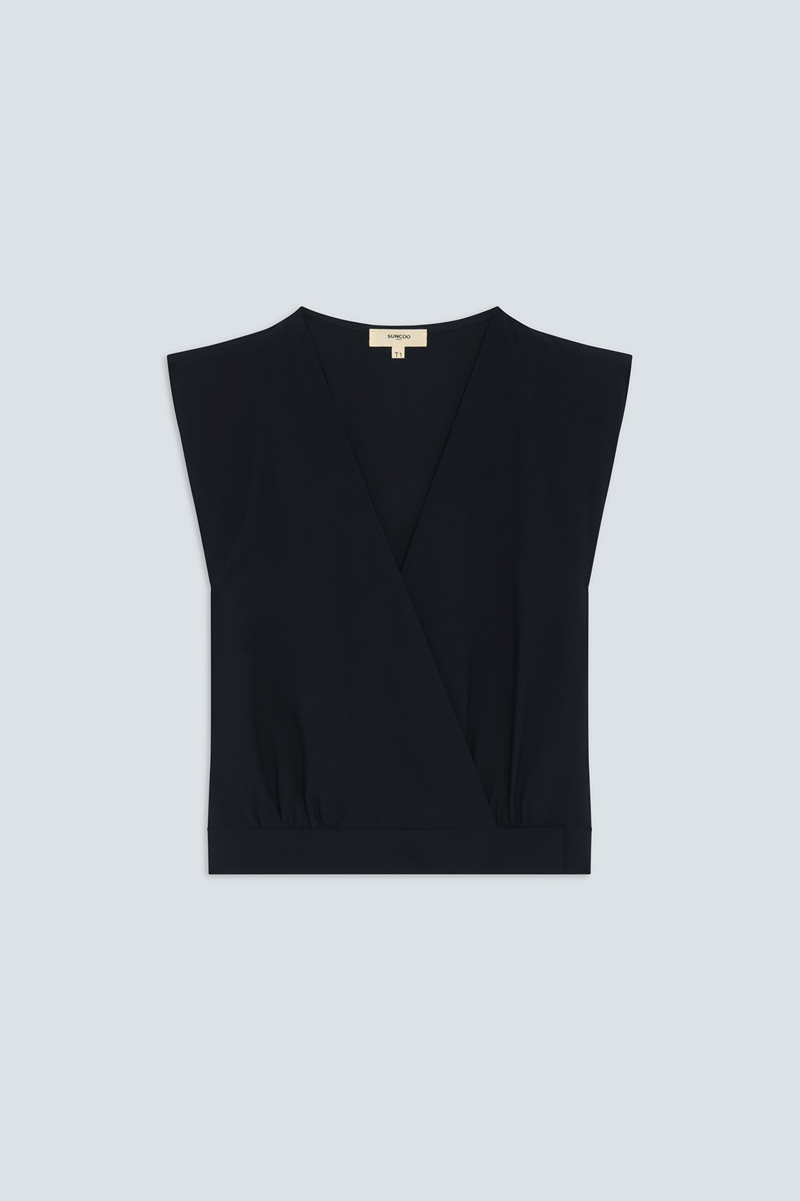Laos Short sleeveless blouse in midnight blue DEEP BLUE
