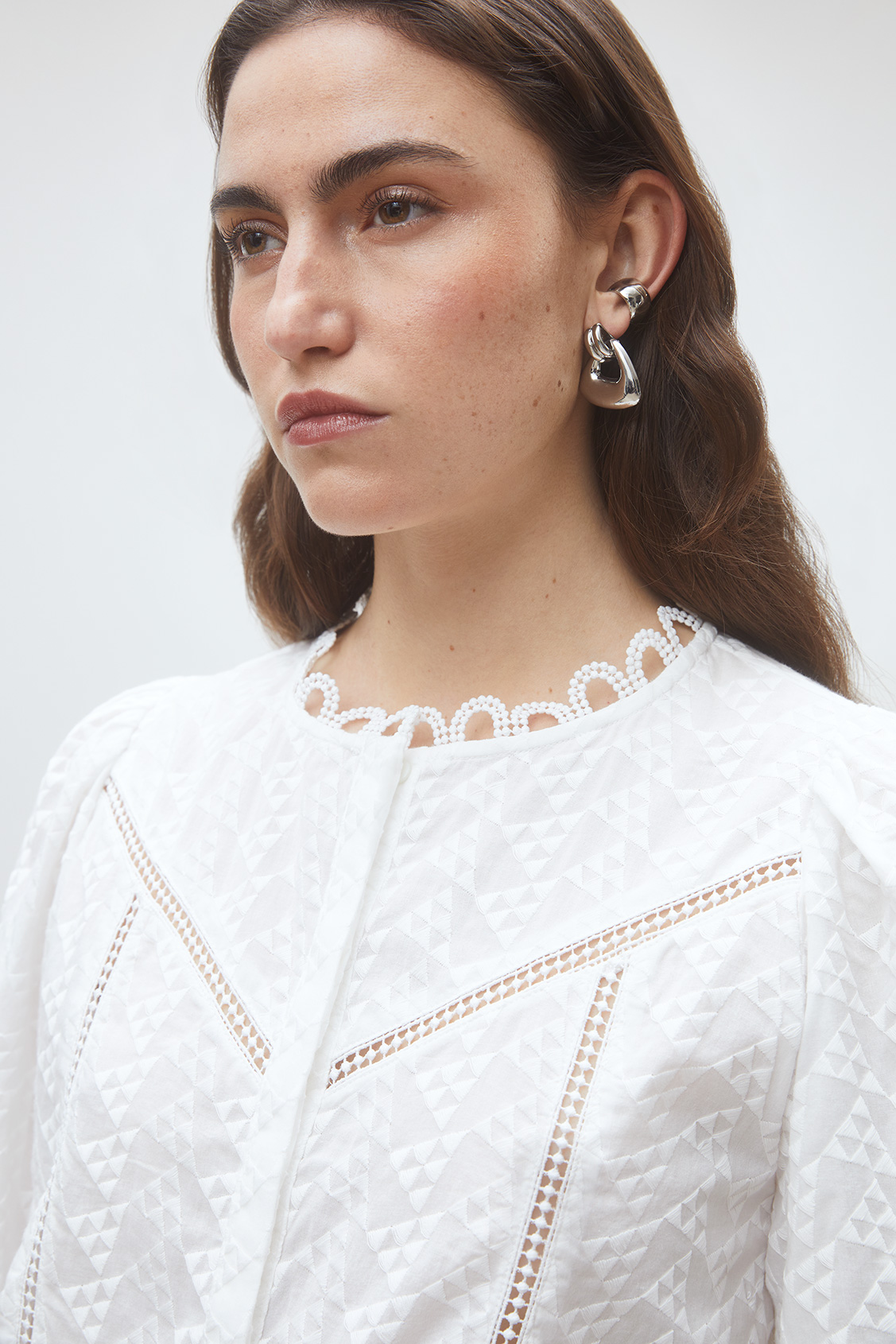 Leyla Blouse with embroidered details OFF-WHITE