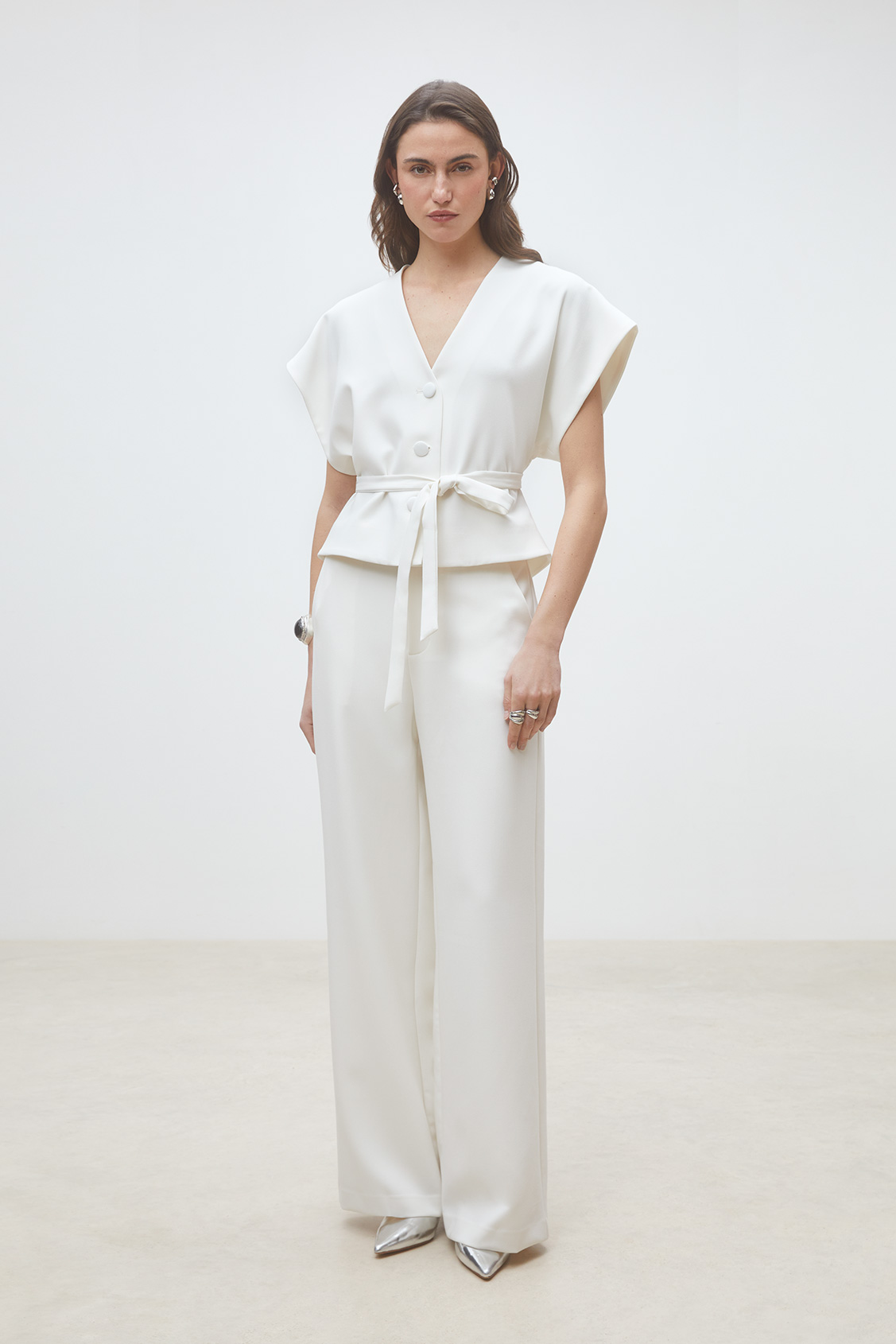 Lazlo Structured cropped blouse OFF-WHITE