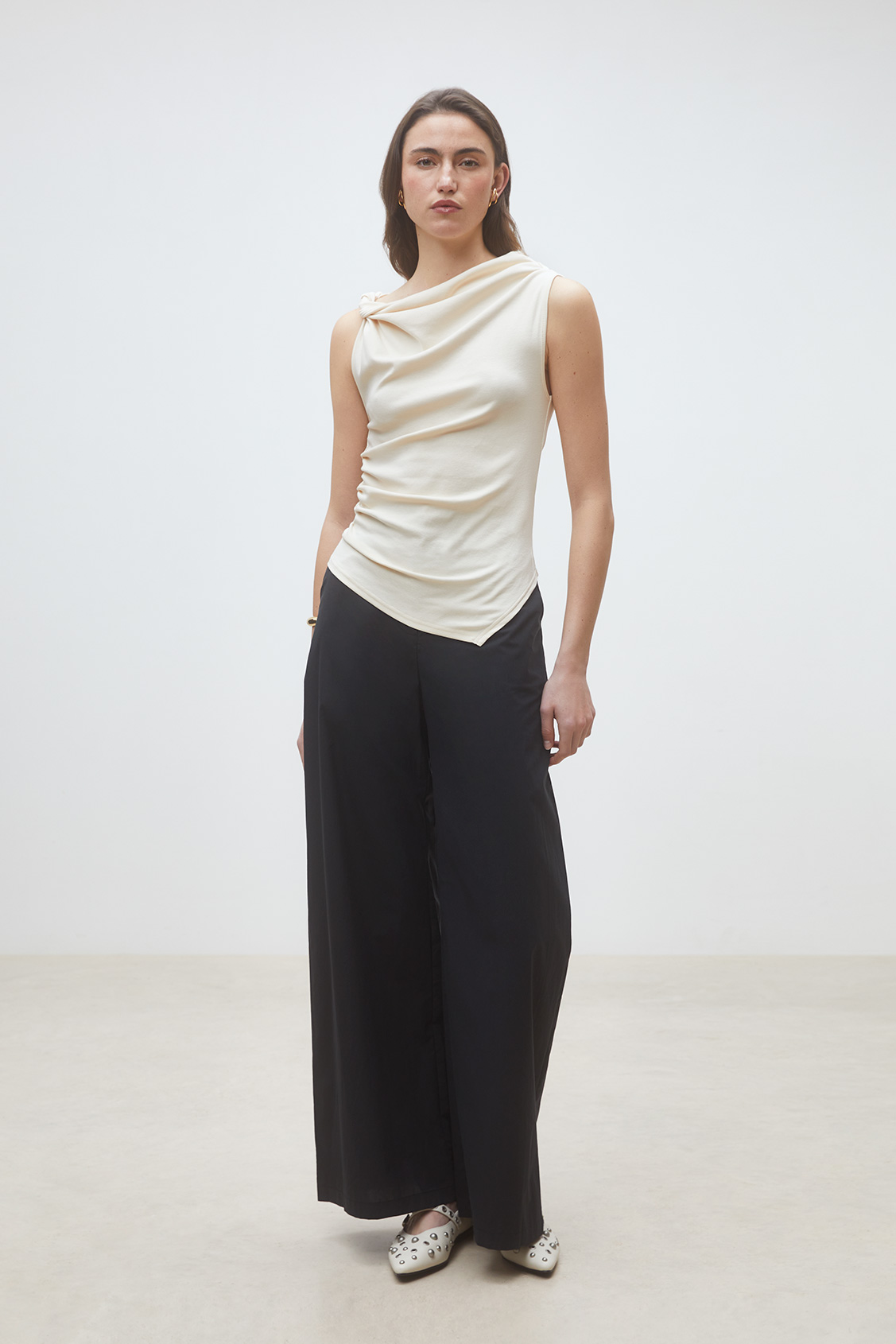 Migili Cream sleeveless knotted top CREAM
