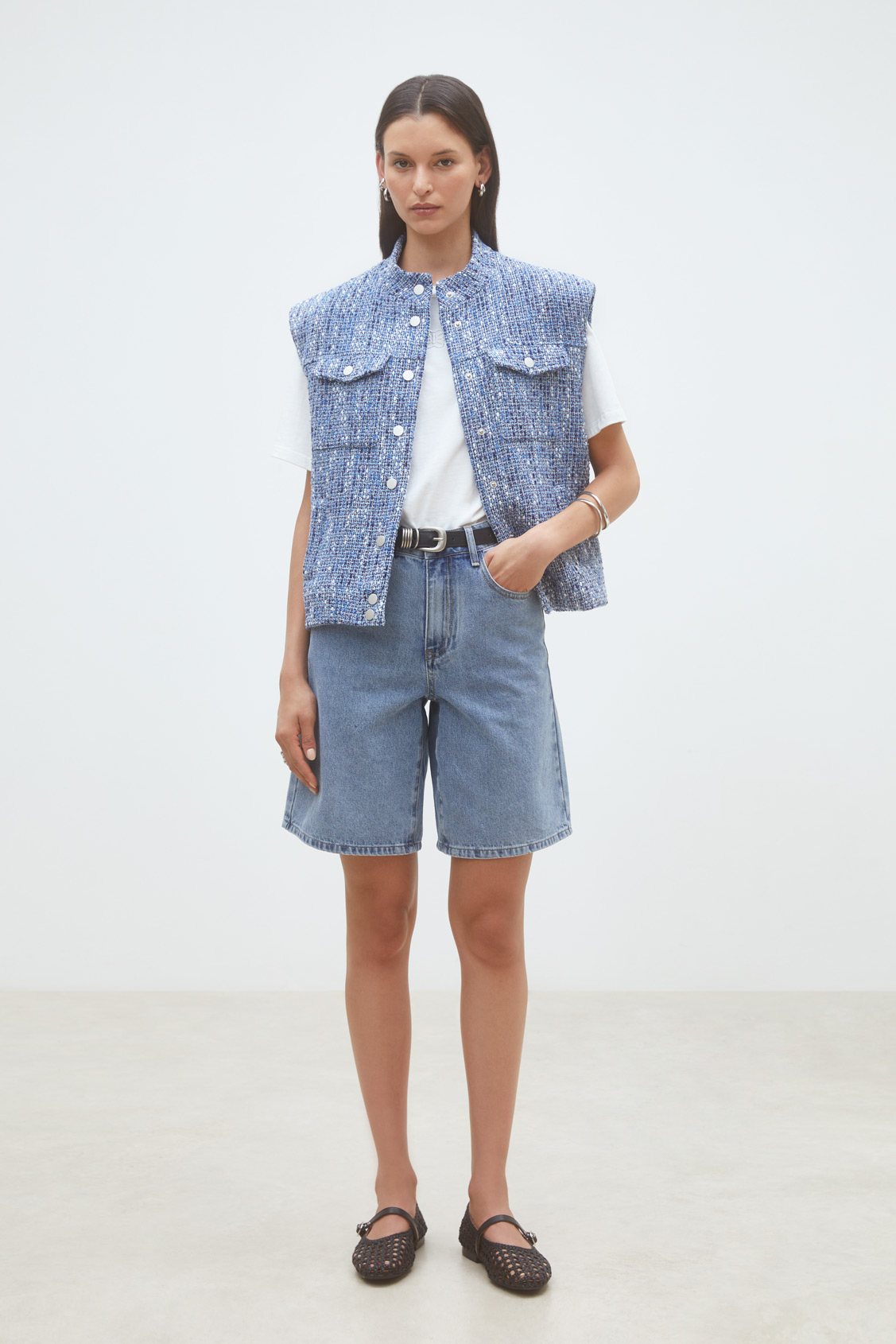 Dave Sleeveless tweed jacket BLUE