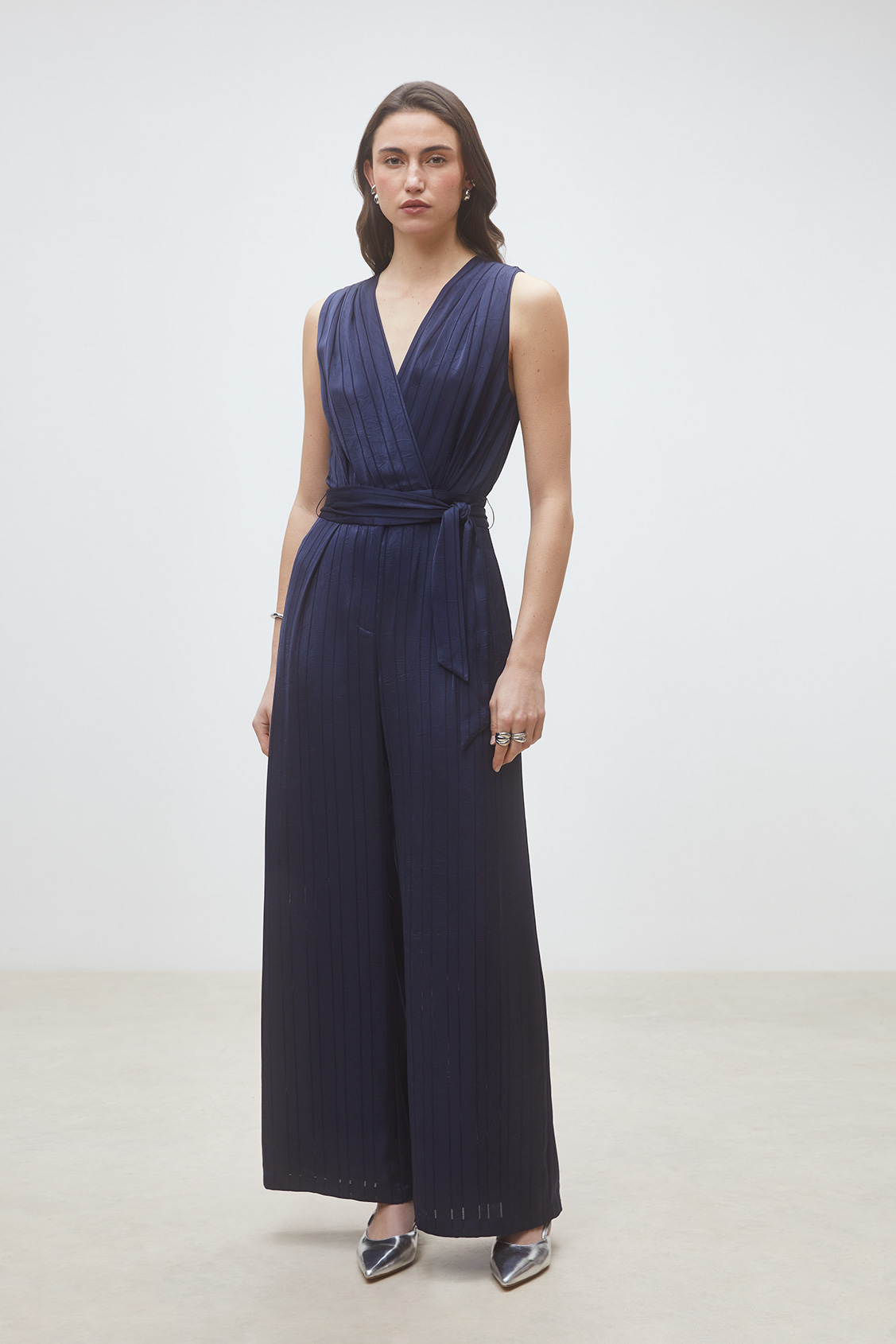 Telma Satin jumpsuit DEEP BLUE