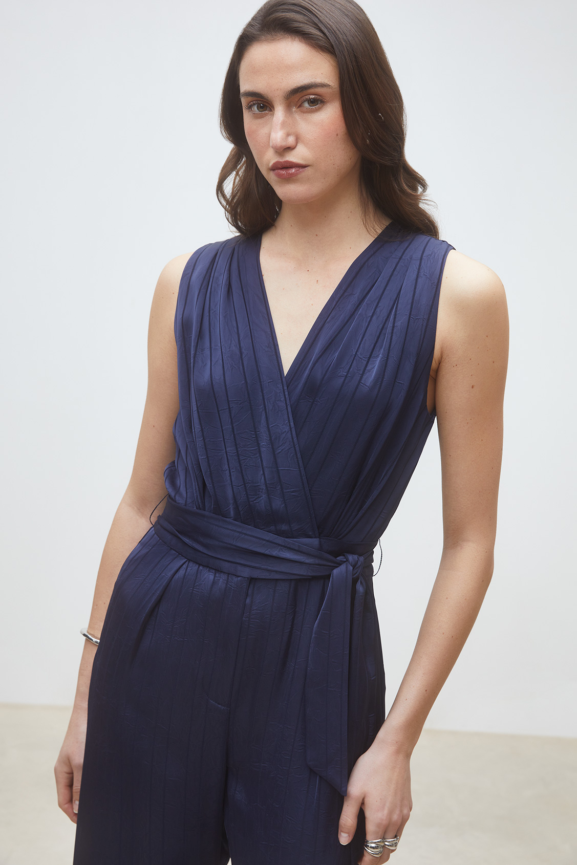 Telma Satin jumpsuit DEEP BLUE