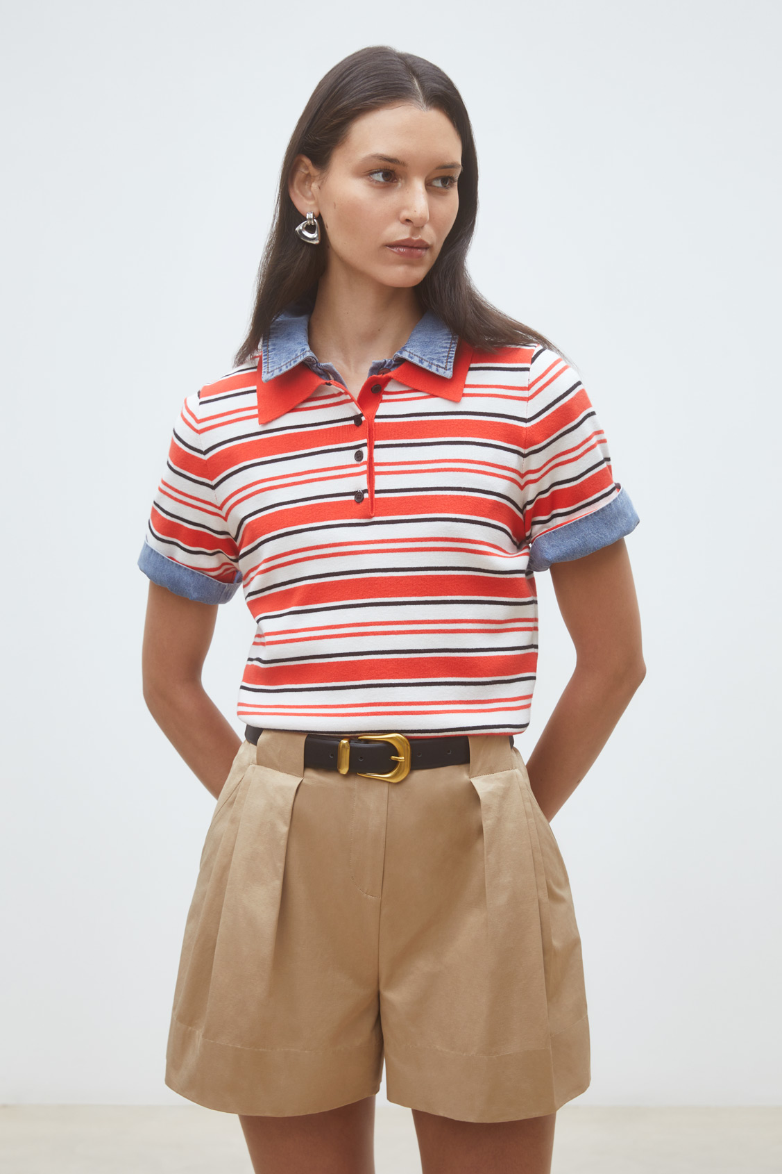 Paillis Striped polo jumper GERANIUM