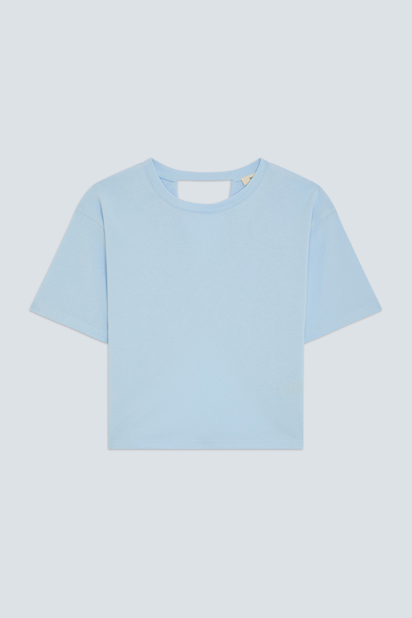 Marti Plain light blue tee-shirt with open back