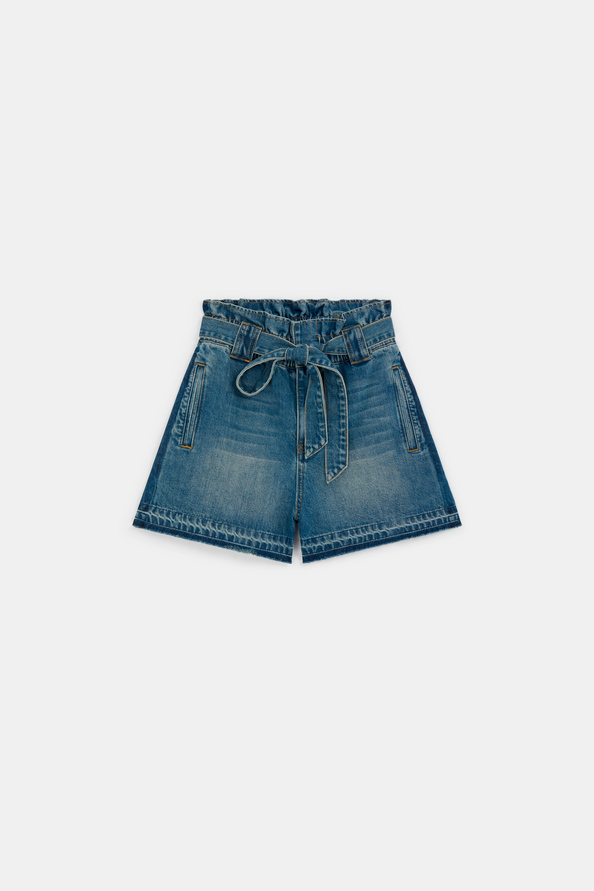 Kiki Paper bag denim shorts