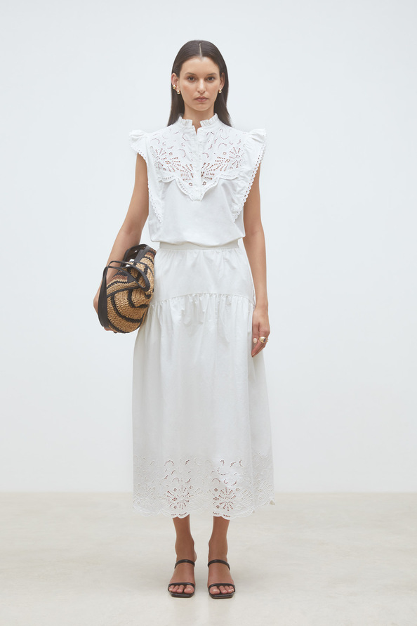 Flavie Long embroidered skirt