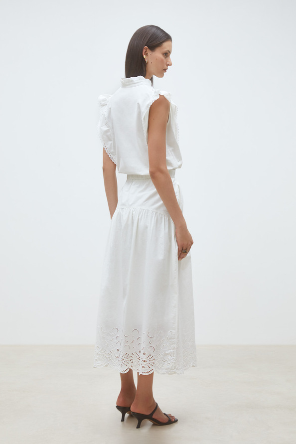 Flavie Long embroidered skirt
