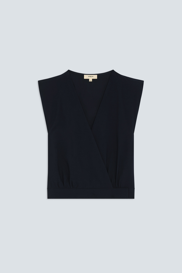 Laos Short sleeveless blouse in midnight blue