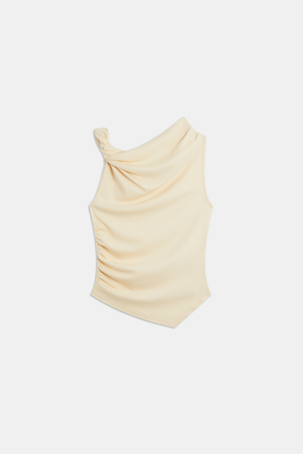 Migili Cream sleeveless knotted top