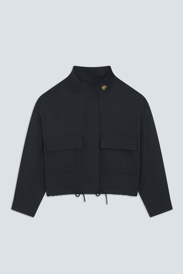 Dona Short buttoned jacket in midnight blue