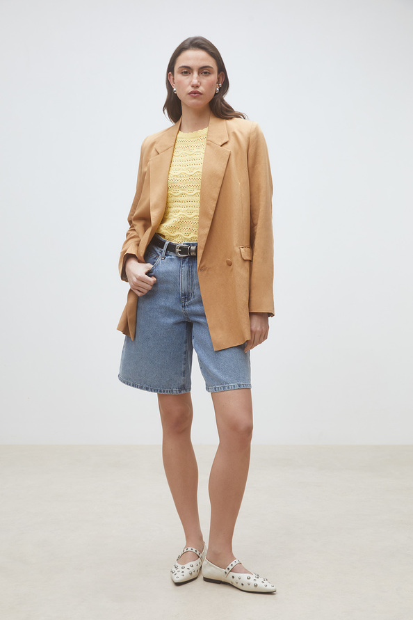 Dina Plain camel blazer jacket