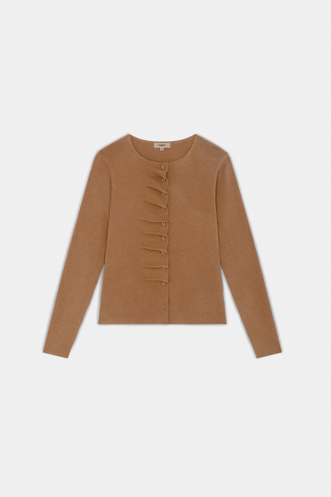 Gamira Camel buttoned pleated cardigan CAMEL