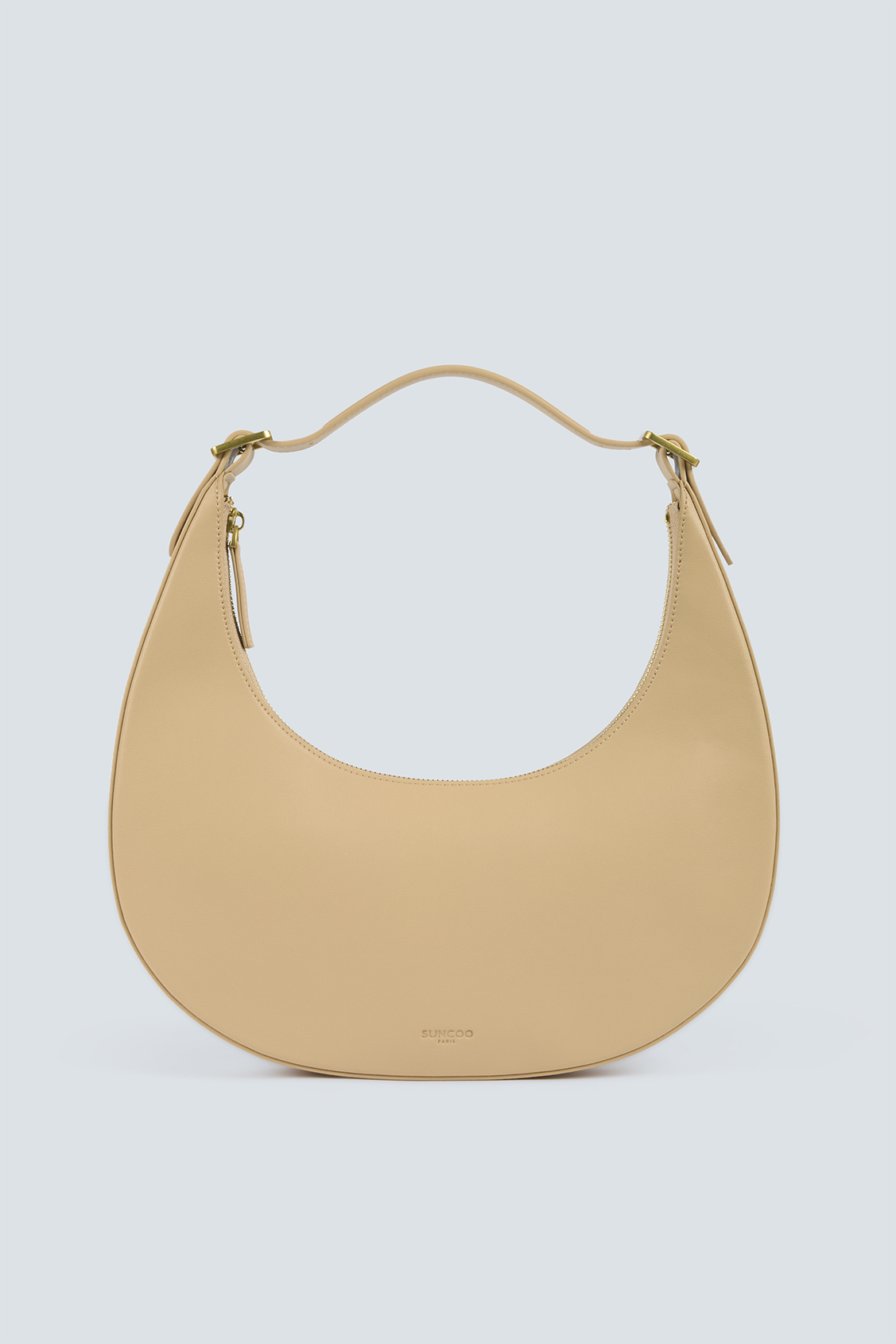 Alba Beige leather half-moon handbag BEIGE