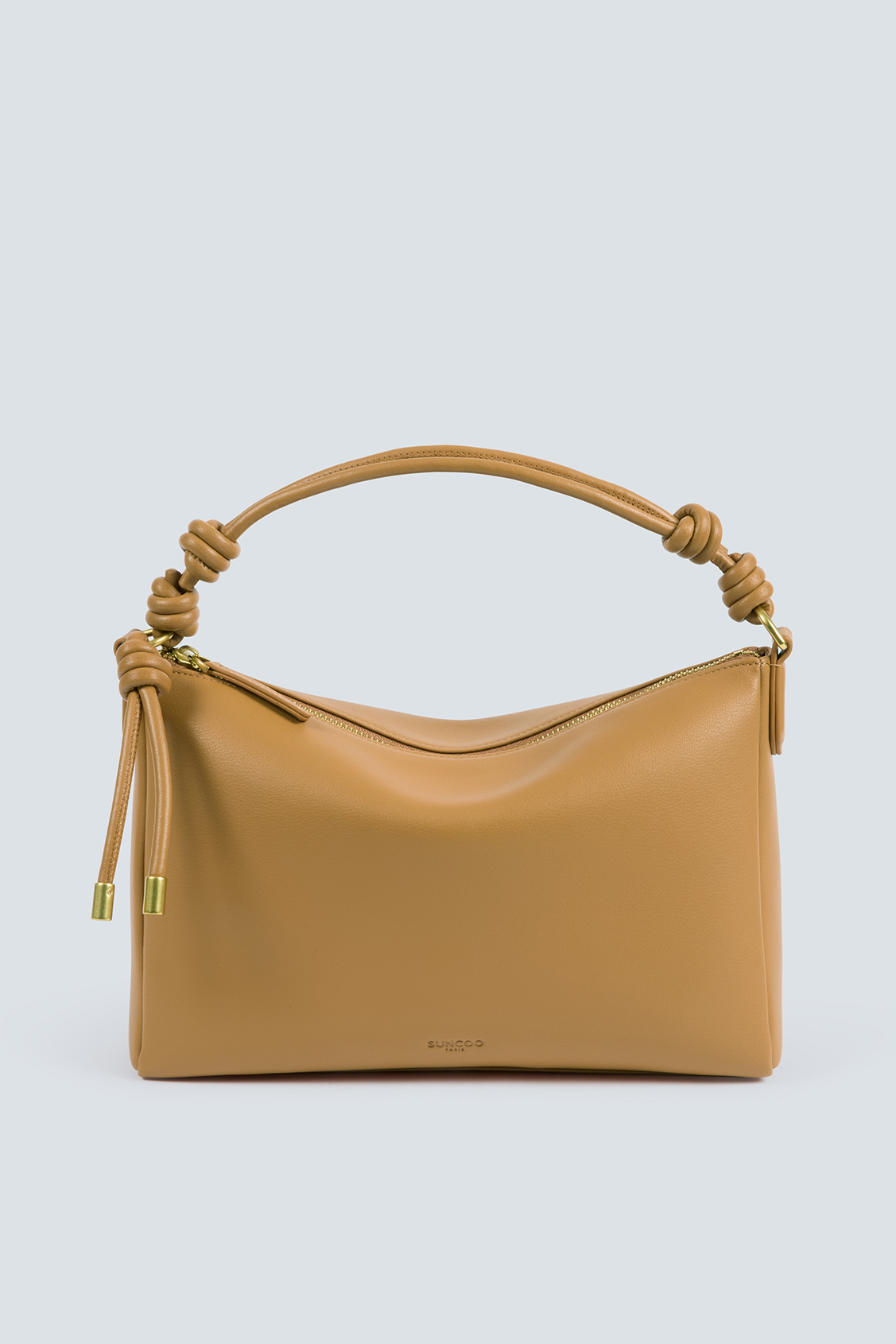 Bianca Camel leather clutch bag CAMEL