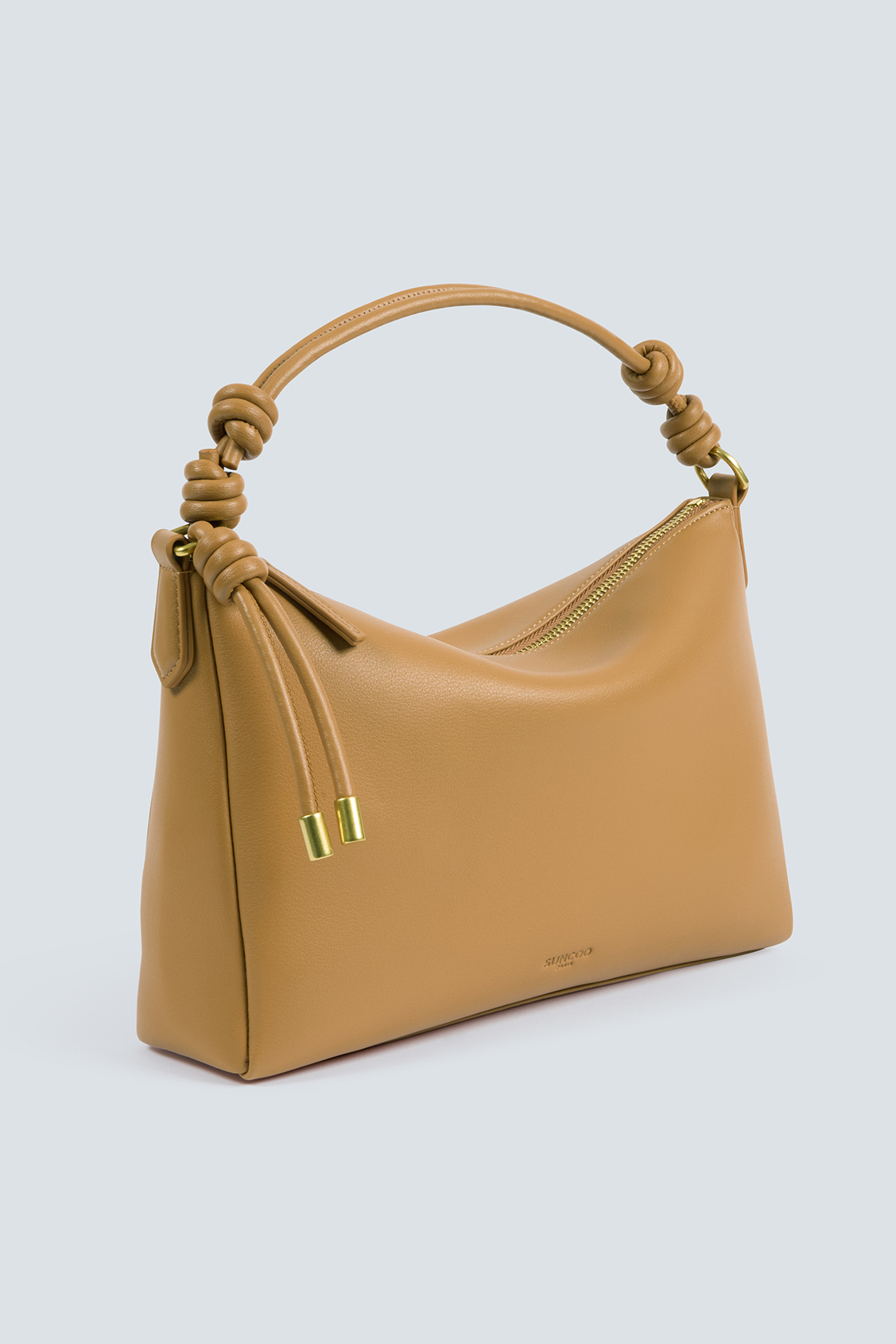 Bianca Camel leather clutch bag CAMEL