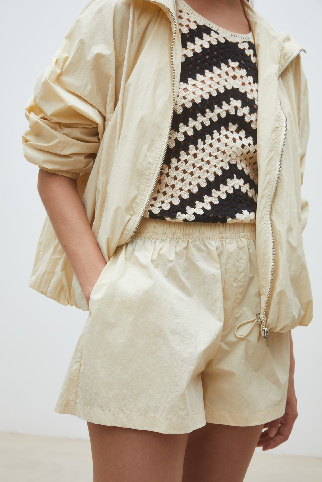Boulbi High-waisted sportswear shorts CREAM